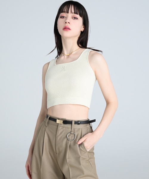 ロゴプレートバックルベルト logo plate square buckle belt/ロゴプレートスクエアバックル
