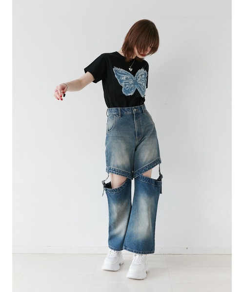 jouetie（ジュエティ）の「【ZOZOTOWN限定】バタフライドッキング Tシャツ（Tシャツ/カットソー・レディース・ピンク/ブラック/オフホワイト・MEDIUM）」の9枚目の写真