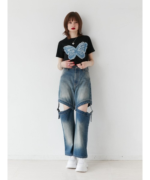 jouetie（ジュエティ）の「【ZOZOTOWN限定】バタフライドッキング Tシャツ（Tシャツ/カットソー・レディース・ピンク/ブラック/オフホワイト・MEDIUM）」の8枚目の写真