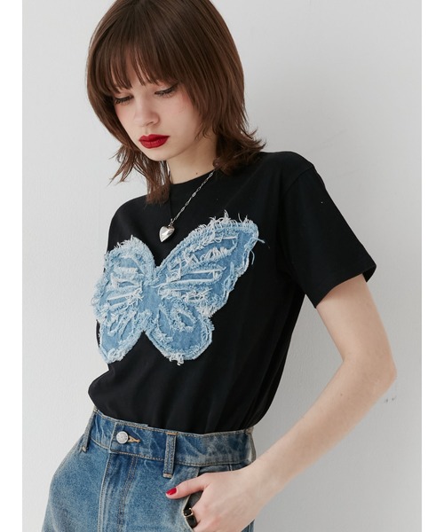 jouetie（ジュエティ）の「【ZOZOTOWN限定】バタフライドッキング Tシャツ（Tシャツ/カットソー・レディース・ピンク/ブラック/オフホワイト・MEDIUM）」の4枚目の写真