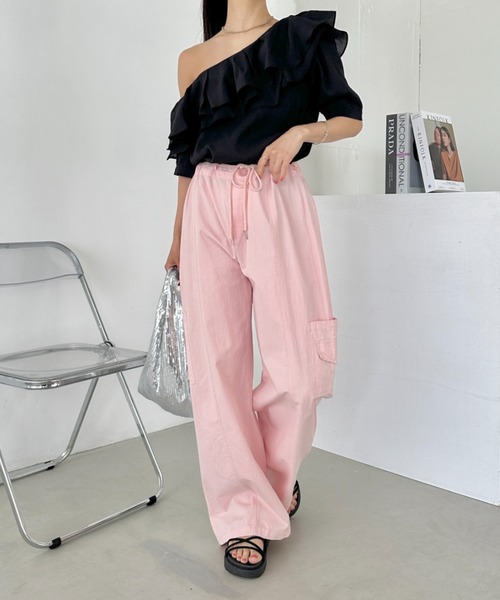 フリル付きピンクシャツ 半袖 フリル付きピンクシャツ 半袖