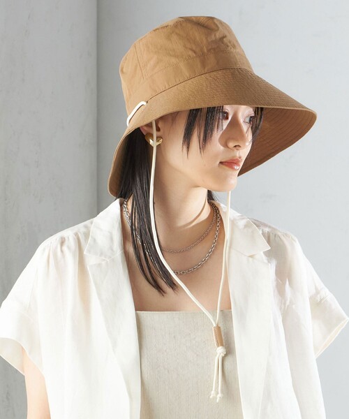 SHIPS（シップス）の「perah:ヌメ革 ストッパー付 ワイド ハット ◇（ハット・レディース・ブラック/ライトブルー/キャメル・ONE SIZE）」の3枚目の写真