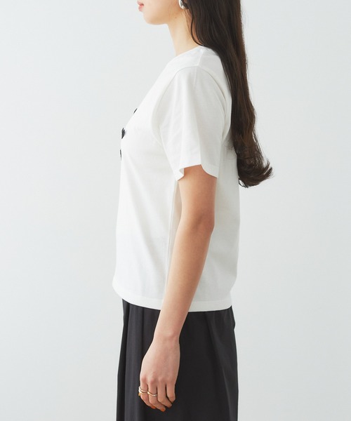 VIS（ビス）の「ハート＆リボンモチーフアソートTシャツ（Tシャツ/カットソー・レディース・スミクロ/ライトグレー/ホワイト・FREE）」の15枚目の写真