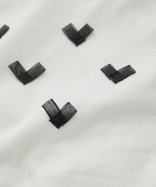 VIS（ビス）の「ハート＆リボンモチーフアソートTシャツ（Tシャツ/カットソー・レディース・スミクロ/ライトグレー/ホワイト・FREE）」の22枚目の写真