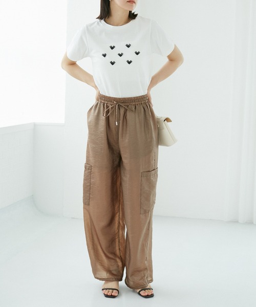 VIS（ビス）の「ハート＆リボンモチーフアソートTシャツ（Tシャツ/カットソー・レディース・スミクロ/ライトグレー/ホワイト・FREE）」の11枚目の写真