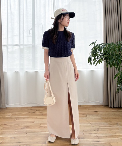 EPIMI E'PIMMY（エピミエピミー）の「【ハンドウォッシャブル】配色ケーブルショートプルオーバー（ニット/セーター・レディース・オフホワイト/グレー/チャコールグレー/ネイビー・MEDIUM）」の22枚目の写真