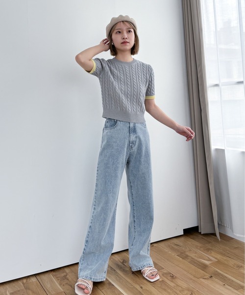 EPIMI E'PIMMY（エピミエピミー）の「【ハンドウォッシャブル】配色ケーブルショートプルオーバー（ニット/セーター・レディース・オフホワイト/グレー/チャコールグレー/ネイビー・MEDIUM）」の11枚目の写真