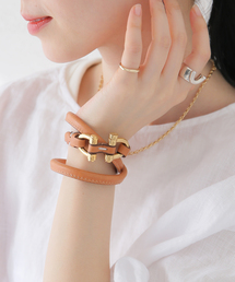 CXC レザーブレスレット　2連 CXC | Small Buckle x Leather 2連 ブレスレット - アマン