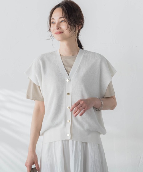 LAUTREAMONT（ロートレアモン）の「【WEB限定】【11号あり】メタルボタンニットベスト≪手洗い可能≫（ニット/セーター・レディース・ブラック/キャメル/ホワイト/ブルー・9号/11号）」の14枚目の写真