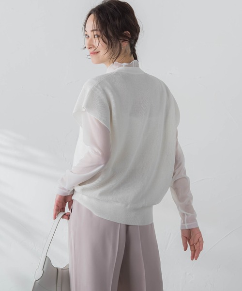 LAUTREAMONT（ロートレアモン）の「【WEB限定】【11号あり】メタルボタンニットベスト≪手洗い可能≫（ニット/セーター・レディース・ブラック/キャメル/ホワイト/ブルー・9号/11号）」の5枚目の写真