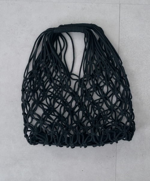 CIAOPANIC TYPY(チャオパニックティピー)の「【手編み】マクラメ巾着付きBAG(トートバッグ・レディース・サックスブルー/イエロー/ブラック/オフホワイト・ONE SIZE)」の12枚目の写真