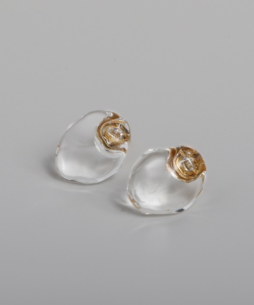 HARIO Lampwork Factory（ハリオランプワークファクトリー）の「【別注】【HARIO Lampwork Factory】ピアス フリル（ピアス（両耳用）・レディース・クリア/グレー/ブラウン・フリー）」の11枚目の写真