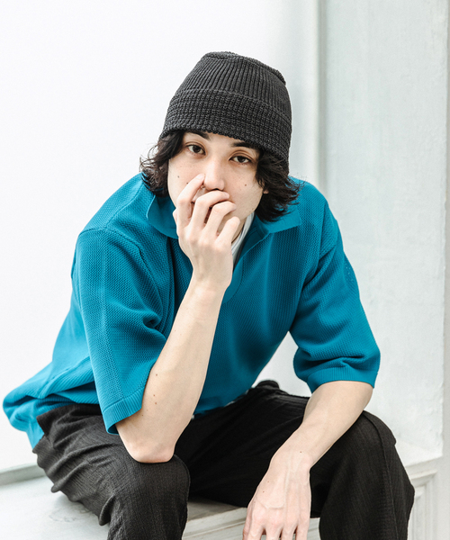 417 EDIFICE(フォーワンセブンエディフィス)の「ハニカムニットスキッパー(Tシャツ/カットソー・メンズ・ブラック/ベージュ/ブルー系その他・MEDIUM/LARGE)」の10枚目の写真
