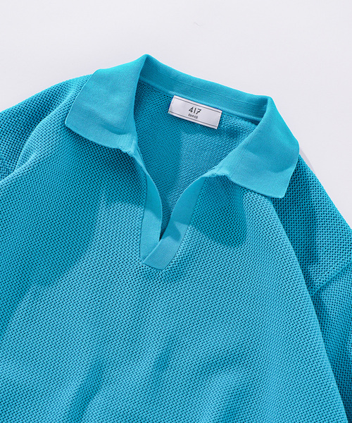 417 EDIFICE(フォーワンセブンエディフィス)の「ハニカムニットスキッパー(Tシャツ/カットソー・メンズ・ブラック/ベージュ/ブルー系その他・MEDIUM/LARGE)」の11枚目の写真