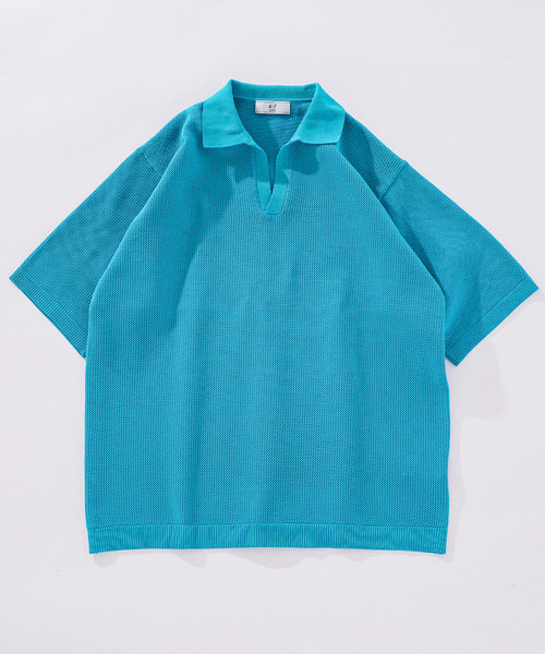 417 EDIFICE(フォーワンセブンエディフィス)の「ハニカムニットスキッパー(Tシャツ/カットソー・メンズ・ブラック/ベージュ/ブルー系その他・MEDIUM/LARGE)」の13枚目の写真