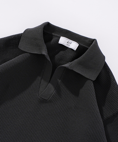 417 EDIFICE(フォーワンセブンエディフィス)の「ハニカムニットスキッパー(Tシャツ/カットソー・メンズ・ブラック/ベージュ/ブルー系その他・MEDIUM/LARGE)」の15枚目の写真
