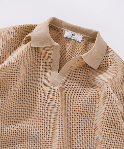 417 EDIFICE(フォーワンセブンエディフィス)の「ハニカムニットスキッパー(Tシャツ/カットソー・メンズ・ブラック/ベージュ/ブルー系その他・MEDIUM/LARGE)」の17枚目の写真