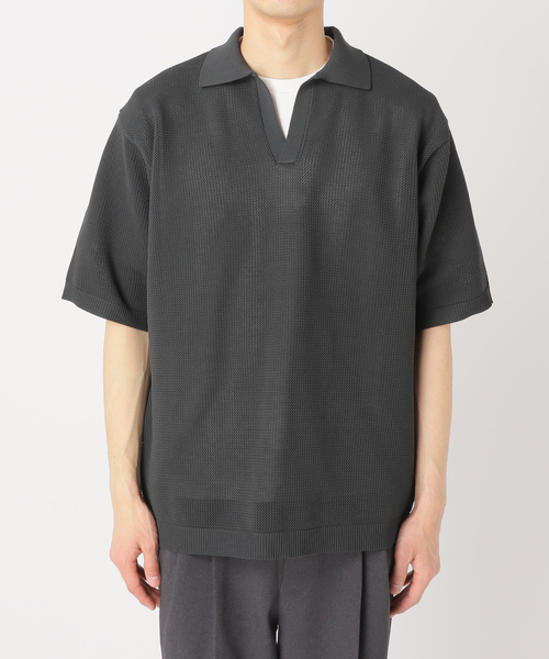 417 EDIFICE(フォーワンセブンエディフィス)の「ハニカムニットスキッパー(Tシャツ/カットソー・メンズ・ブラック/ベージュ/ブルー系その他・MEDIUM/LARGE)」の19枚目の写真