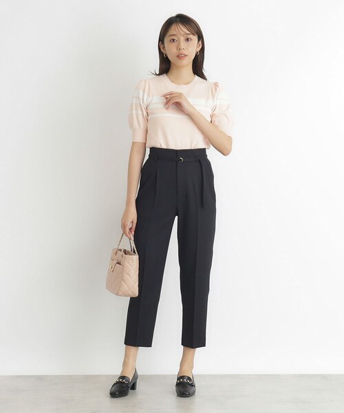 index（インデックス）の「ストレッチベルテッドテーパードパンツ【吸水速乾／防シワ／洗濯機洗い可】（その他パンツ・レディース・チャコールグレー/ネイビー系5/ブルー系その他7/ブラック/ナチュラル・40/38/42/36）」の13枚目の写真