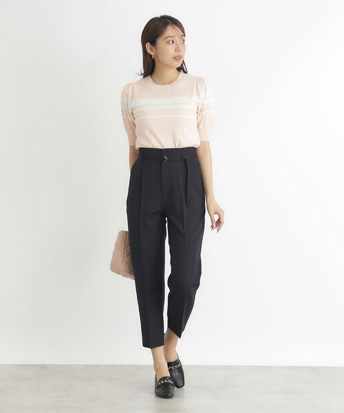 index（インデックス）の「ストレッチベルテッドテーパードパンツ【吸水速乾／防シワ／洗濯機洗い可】（その他パンツ・レディース・チャコールグレー/ネイビー系5/ブルー系その他7/ブラック/ナチュラル・40/38/42/36）」の14枚目の写真