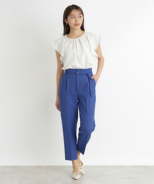 index（インデックス）の「ストレッチベルテッドテーパードパンツ【吸水速乾／防シワ／洗濯機洗い可】（その他パンツ・レディース・チャコールグレー/ネイビー系5/ブルー系その他7/ブラック/ナチュラル・40/38/42/36）」の18枚目の写真