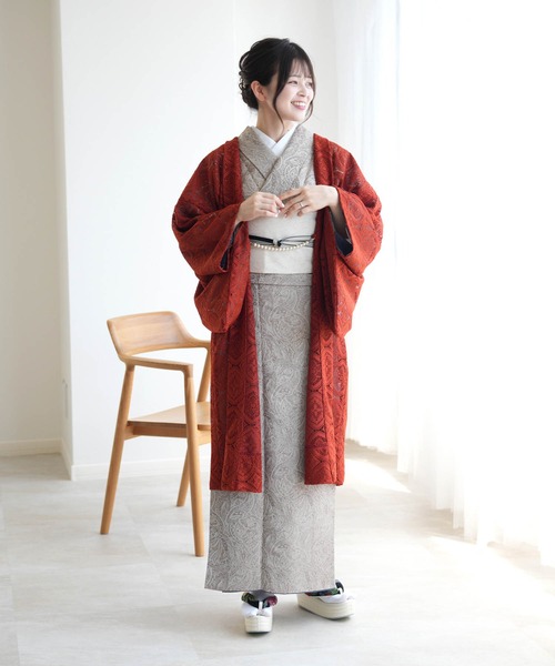 utatane(ウタタネ)の「羽織 レース ニコアンティーク テラコッタの幾何学レース 日本製(着物・レディース・レッド・FREE)」の7枚目の写真
