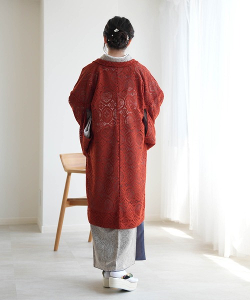 utatane(ウタタネ)の「羽織 レース ニコアンティーク テラコッタの幾何学レース 日本製(着物・レディース・レッド・FREE)」の5枚目の写真