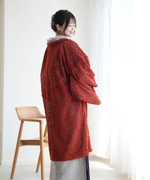 utatane(ウタタネ)の「羽織 レース ニコアンティーク テラコッタの幾何学レース 日本製(着物・レディース・レッド・FREE)」の3枚目の写真