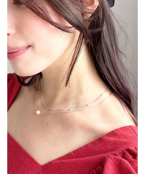 RESEXXY（リゼクシー）の「ボールチェーンコンビパールネックレス（ネックレス・レディース・ゴールド/シルバー・FREE）」の2枚目の写真