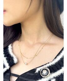 ボールチェーンコンビパールネックレス