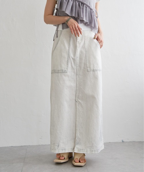 notch.(ノッチ)の「箔プリントデニムスカート(デニムスカート・レディース・ブラック/ブルー系その他/オフホワイト・M)」の5枚目の写真