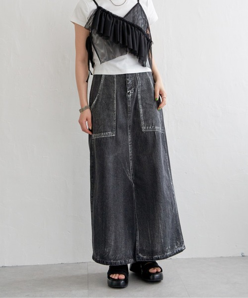 notch.(ノッチ)の「箔プリントデニムスカート(デニムスカート・レディース・ブラック/ブルー系その他/オフホワイト・M)」の11枚目の写真