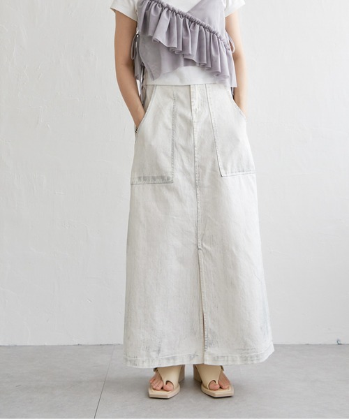 notch.(ノッチ)の「箔プリントデニムスカート(デニムスカート・レディース・ブラック/ブルー系その他/オフホワイト・M)」の6枚目の写真