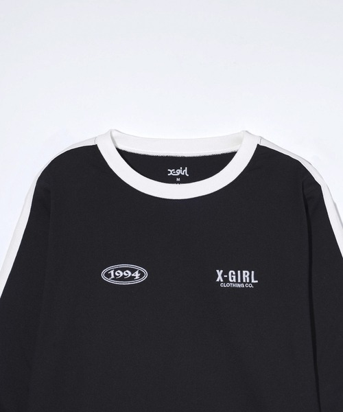 【セール】STRIPED SLEEVE COMPACT L/S TOP（Tシャツ/カットソー）｜X-girl（エックスガール）