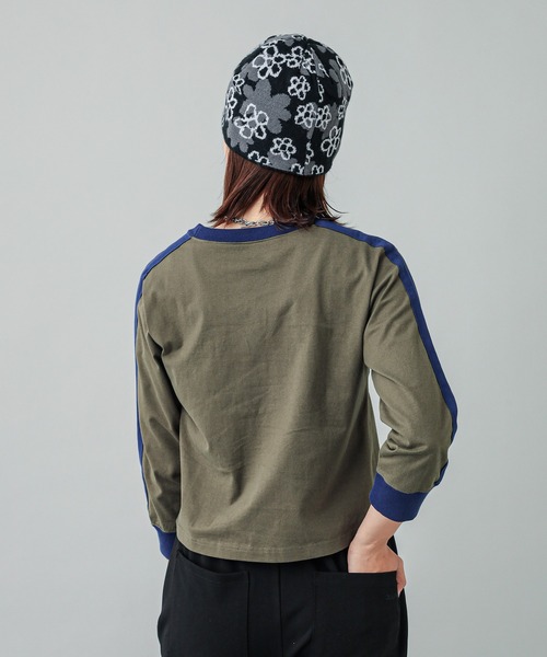 【セール】STRIPED SLEEVE COMPACT L/S TOP（Tシャツ/カットソー）｜X-girl（エックスガール）