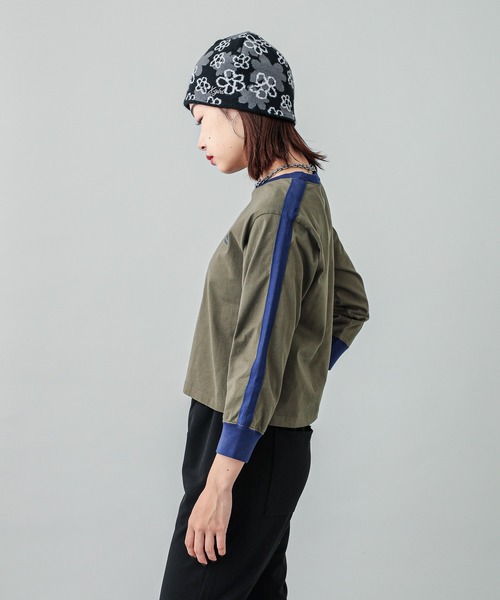 【セール】STRIPED SLEEVE COMPACT L/S TOP（Tシャツ/カットソー）｜X-girl（エックスガール）