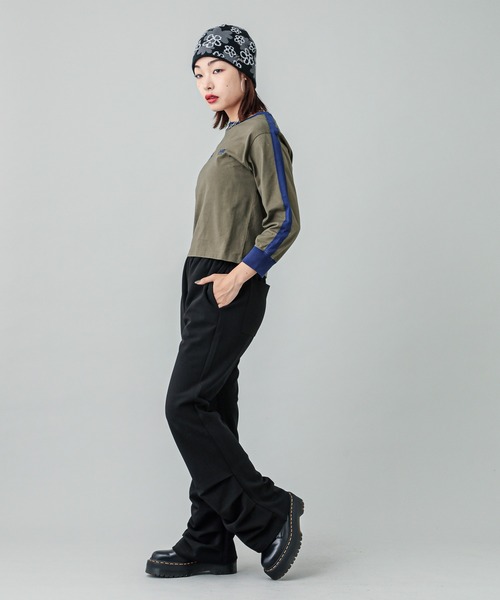 【セール】STRIPED SLEEVE COMPACT L/S TOP（Tシャツ/カットソー）｜X-girl（エックスガール）