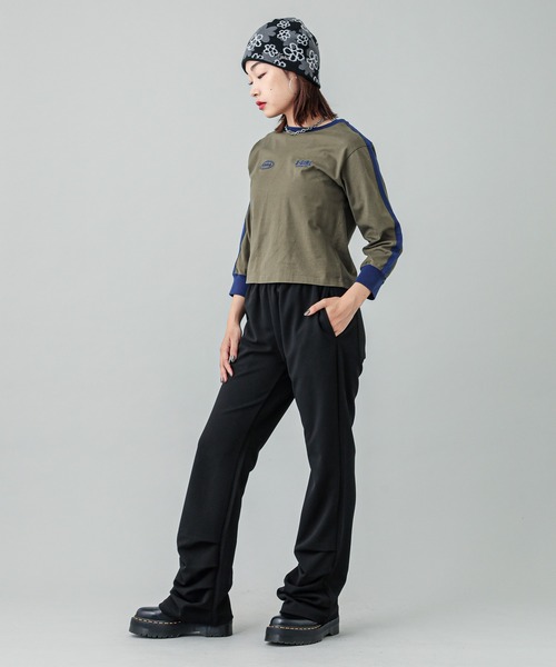 【セール】STRIPED SLEEVE COMPACT L/S TOP（Tシャツ/カットソー）｜X-girl（エックスガール）