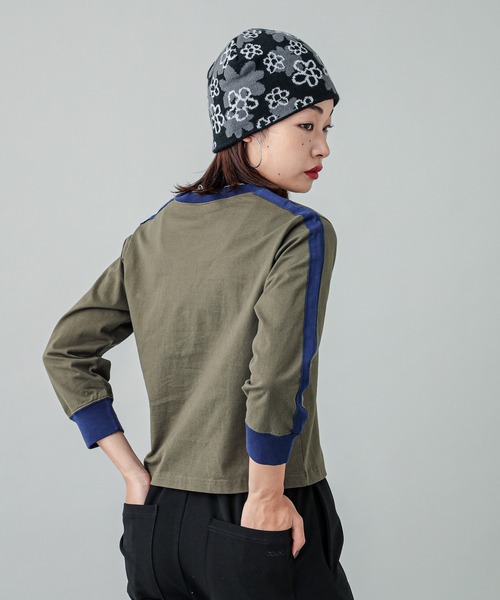 【セール】STRIPED SLEEVE COMPACT L/S TOP（Tシャツ/カットソー）｜X-girl（エックスガール）