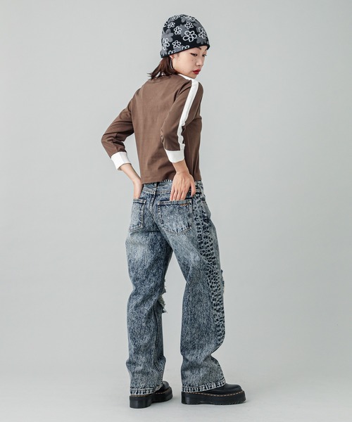 【セール】STRIPED SLEEVE COMPACT L/S TOP（Tシャツ/カットソー）｜X-girl（エックスガール）