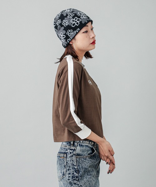 【セール】STRIPED SLEEVE COMPACT L/S TOP（Tシャツ/カットソー）｜X-girl（エックスガール）