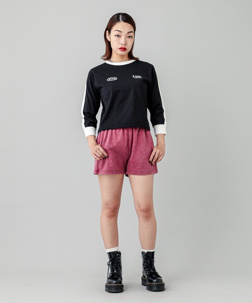 【セール】STRIPED SLEEVE COMPACT L/S TOP（Tシャツ/カットソー）｜X-girl（エックスガール）