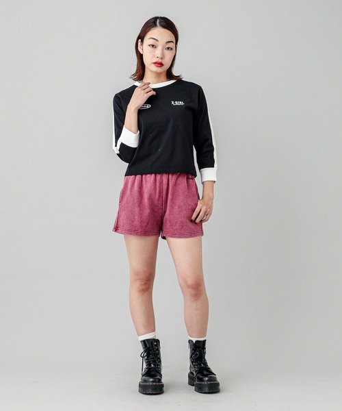 【セール】STRIPED SLEEVE COMPACT L/S TOP（Tシャツ/カットソー）｜X-girl（エックスガール）