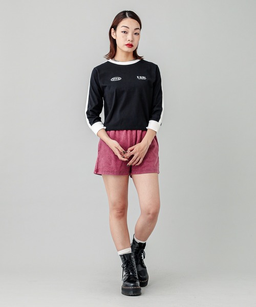 【セール】STRIPED SLEEVE COMPACT L/S TOP（Tシャツ/カットソー）｜X-girl（エックスガール）