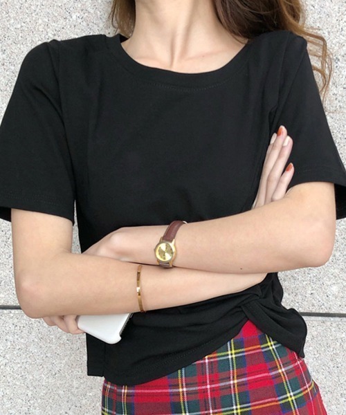REMUR(レミュール)の「ツイストTシャツ(Tシャツ/カットソー・レディース・マスタード/ブルー/ピンク/ブラック/ホワイト・M/L)」の13枚目の写真