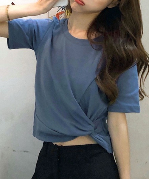 REMUR(レミュール)の「ツイストTシャツ(Tシャツ/カットソー・レディース・マスタード/ブルー/ピンク/ブラック/ホワイト・M/L)」の19枚目の写真