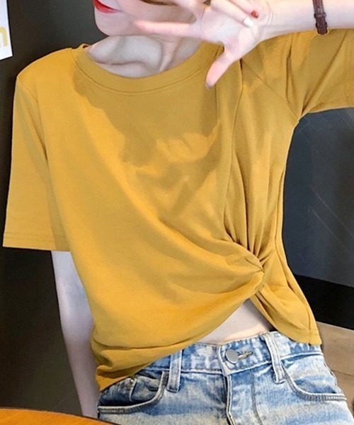 REMUR(レミュール)の「ツイストTシャツ(Tシャツ/カットソー・レディース・マスタード/ブルー/ピンク/ブラック/ホワイト・M/L)」の20枚目の写真