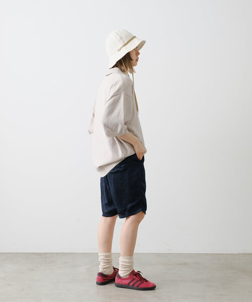 WHIMSIC(ウィムジック)の「【UNISEX】ブークレスキッパーネックショートスリーブプルオーバー(ポロシャツ・メンズ・ブラック/ネイビー/グレイッシュベージュ・FREE)」の7枚目の写真