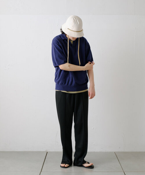 WHIMSIC(ウィムジック)の「【UNISEX】ブークレスキッパーネックショートスリーブプルオーバー(ポロシャツ・メンズ・ブラック/ネイビー/グレイッシュベージュ・FREE)」の15枚目の写真