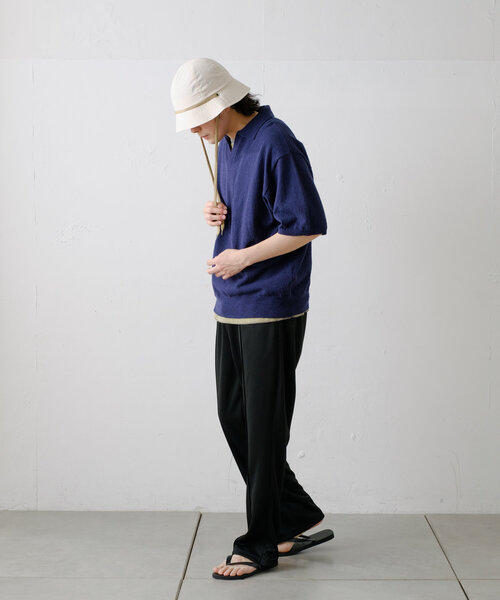 WHIMSIC(ウィムジック)の「【UNISEX】ブークレスキッパーネックショートスリーブプルオーバー(ポロシャツ・メンズ・ブラック/ネイビー/グレイッシュベージュ・FREE)」の16枚目の写真